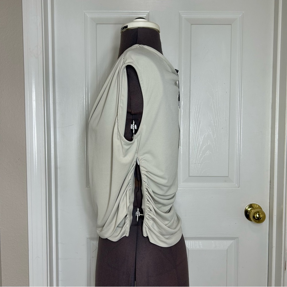 Zara Stretch Ivory Sleeveless Drape Casual Stylish Top L - Picture 7 of 16